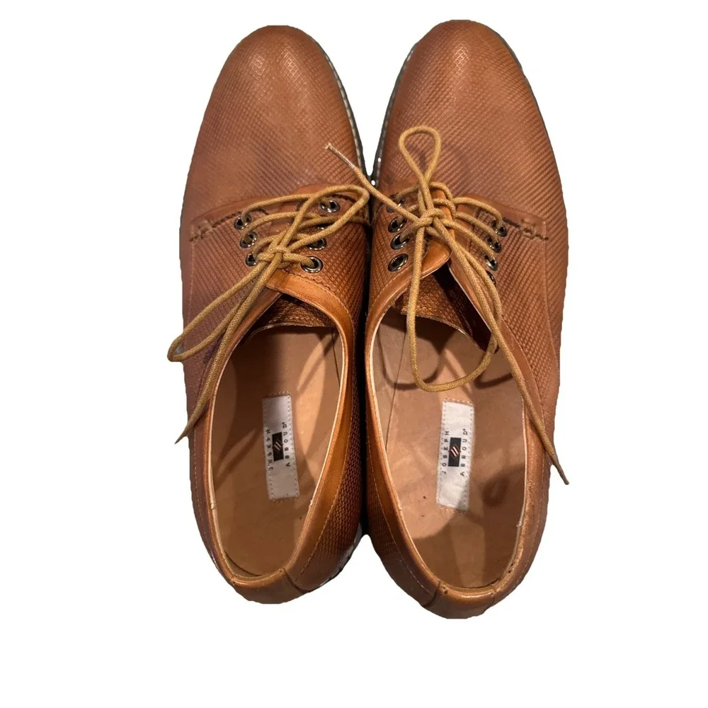 Joseph Abboud Daytona‎ Brown Textured Leather Oxford Size 12